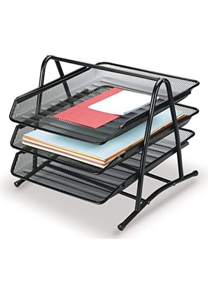 F0001 3 Kat Hareketlı Evrak Rafı Siyah