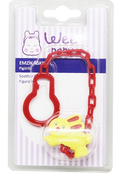 903 Figürlü Emzik Askısı - Sarı Ayı Kırmızı Sap