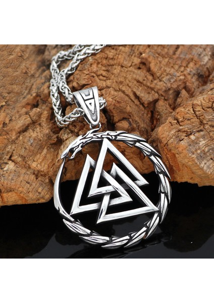 Viking Valknut Ejderha Sonsuz Döngü 316L Çelik Kolye