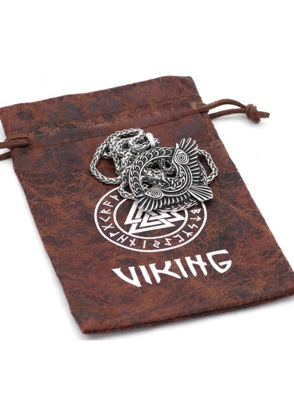 Odinin Kuzgunu Huginn Viking Iskandinav Mitolojisi 316L Kolye