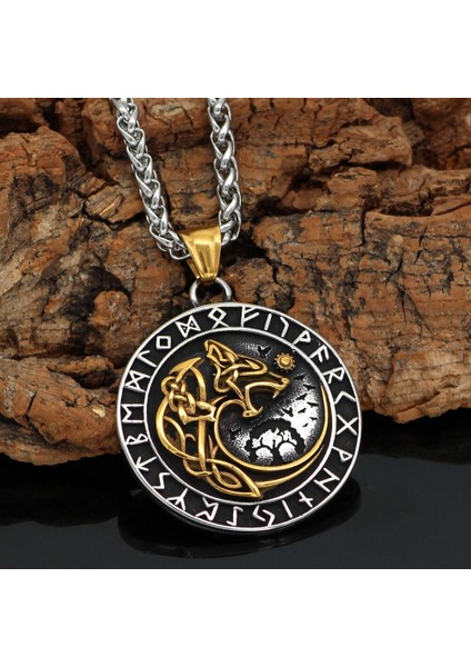 Iskandinav Mitolojisi Geri & Freki Viking Çift Taraflı Runik Yazılı 316L Kolye fiyatları
