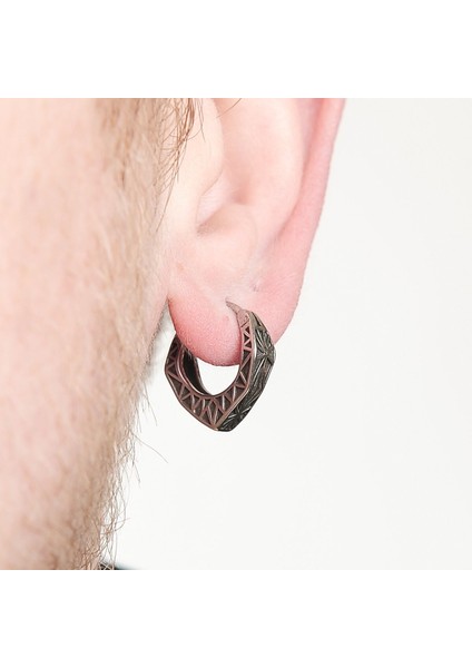 Antika Tasarım Köşeli Halka Geçirmeli 316L Motorcu Çelik Küpe (Tekli) fiyatları