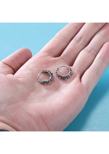 Dikenli Agresif Spor Tarz Halka Geçirmeli Motorcu 316L Çelik Küpe (Tekli) modelleri