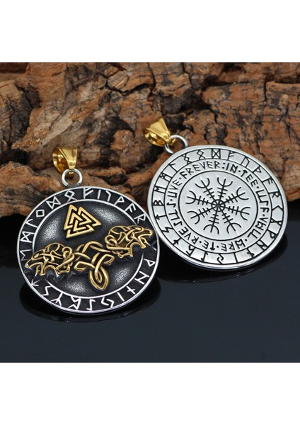 Viking Iskandinav Mitolojisi Geri & Freki Nordik Çift Taraflı 316L Çelik Kolye fiyatları