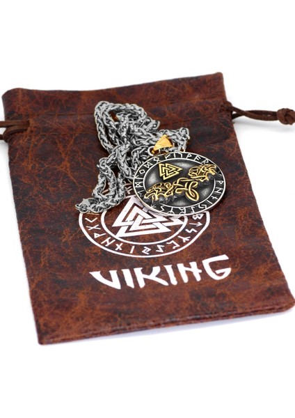 Viking Iskandinav Mitolojisi Geri & Freki Nordik Çift Taraflı 316L Çelik Kolye indirimleri