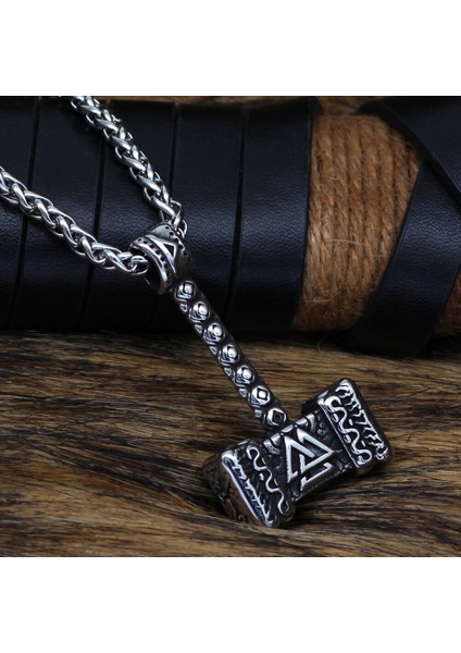 Thor Çekiç Nordik Valknut Hammer Iskandinav Mitolojisi Mjollnir 316L Çelik Kolye modelleri