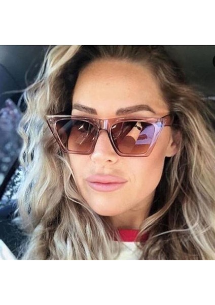 2'li Cat Eye Dörtgen Güneş Gözlüğü (Şeffaf Kahverengi - Şeffaf Konyak) fiyatları