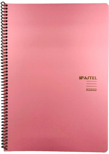 Pastel Pembe Spiralli 80 Yaprak Kareli A4 Defter Plastik Kapak Keskin Color