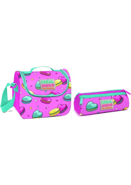 Coral High Pembe Kurabiyeler Kız Çocuk Beslenme ve Kalemlik Seti