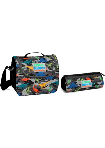 Coral High Kamuflaj Dinazor Erkek Çocuk Beslenme ve Kalemlik Seti