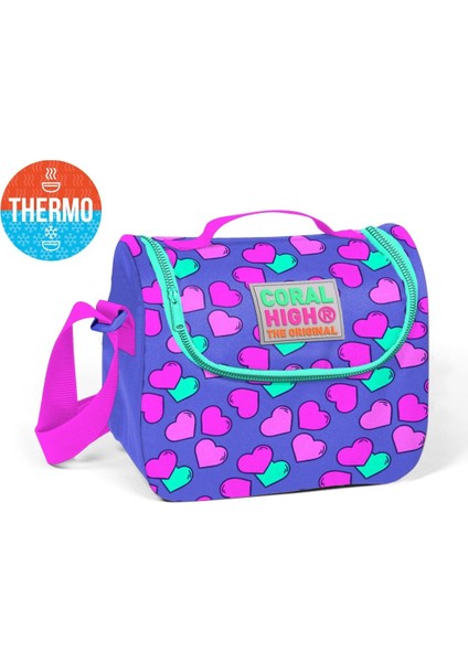 Coral High Mor Kalp Desenli Termoslu Beslenme Çantası Kız Çocuk