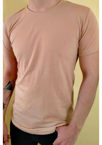Erkek Krem/ Bej Slim Fit Dar T-shirt fiyatları