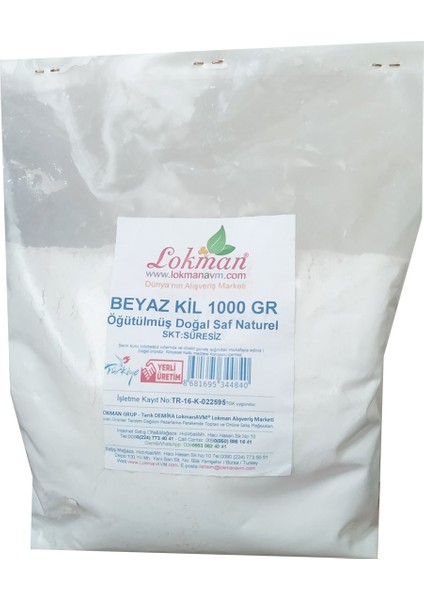 Lokmanavm Beyaz Kil Öğütülmüş Doğal Saf Naturel 1000 Gr Paket