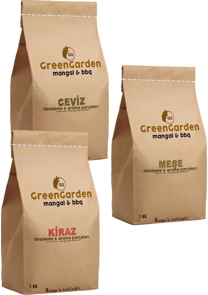 Green Garden Tütsüleme Fümeleme Aroma Parçaları -Mangal Barbekü Aroma Ahşap Odun Parçası, 3'lü Set (Chunks)