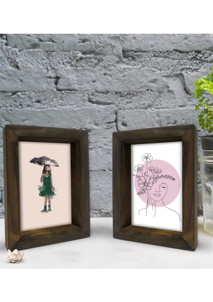 Gift Dekoratif 2'li Doğal Masif Ahşap Çerçeve 15X20CM-44