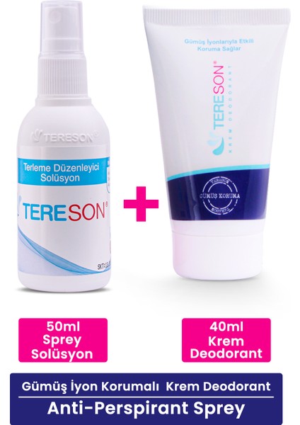 Terleme Önleyici Sprey 50 ml + Krem Deodorant Gümüş Iyonlu 40 ml