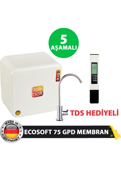5 Aşamalı Rainbox Su Arıtma Cihazı (Beyaz) + Tds