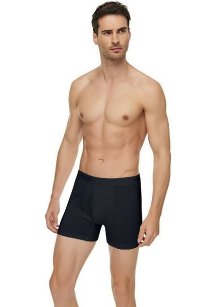 12 Adet Siyah Renk Likralı Modal Boxer