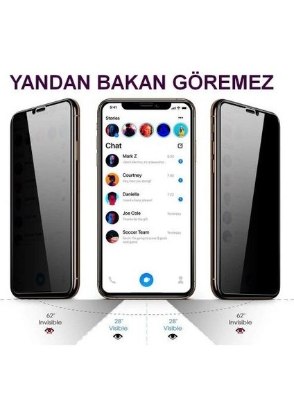 Huawei Mate 20 Lite Hayalet Ekran Privacy Görünmez Gizli Tam Kaplayan Kırılmaz Cam