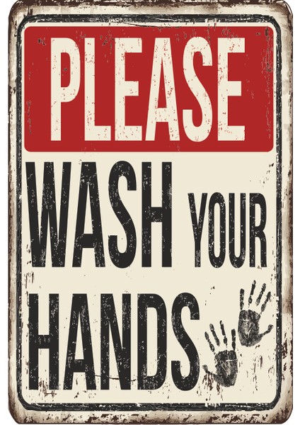 Lütfen Ellerini Yıka Mutfak Posterleri-11 Retro Ahşap Poster