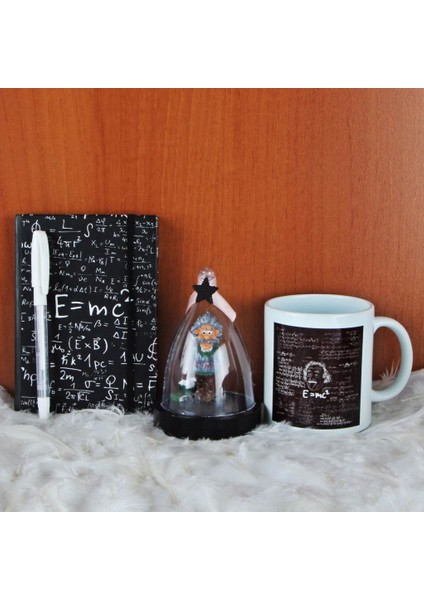 Albert Einstein Fanus Biblo Siyah Defter Beyaz Kalem Kupa
