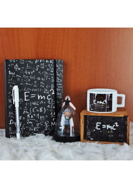 Albert Einstein Fanus Biblo Büyük Defter Beyaz Kalem Kutulu Kupa