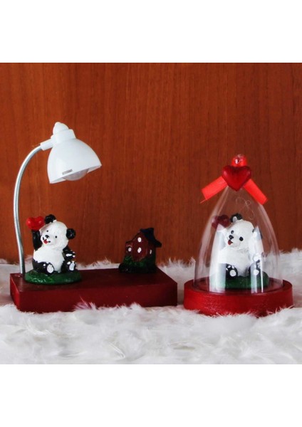 Panda Masa Lambası Panda Fanus Biblo Hediye Seti
