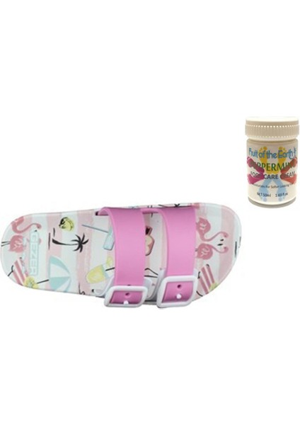 Gzr Kız Çocuk Plaj Ev Banyo Deniz Havuz Günlük Terlik 50ML Nane Ferahlığı Topuk Çatlağı ve Nasır Giderici Krem