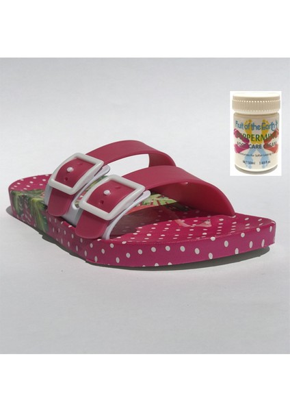 Gzr Kız Çocuk Plaj Ev Banyo Deniz Havuz Günlük Terlik 50ML Nane Ferahlığı Topuk Çatlağı ve Nasır Giderici Krem