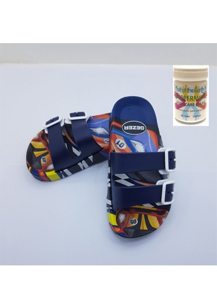 Gzr Erkek Çocuk Plaj Ev Banyo Deniz Havuz Günlük Terlik 50ML Nane Ferahlığı Topuk Çatlağı ve Nasır Giderici Krem