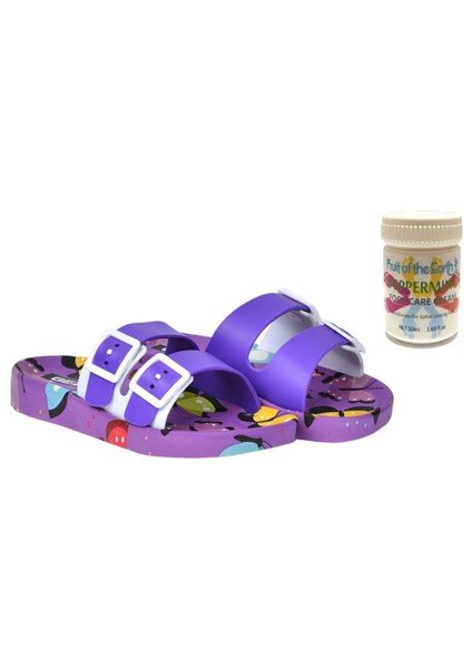 Gzr Kız Çocuk Plaj Ev Banyo Deniz Havuz Günlük Terlik 50ML Nane Ferahlığı Topuk Çatlağı ve Nasır Giderici Krem