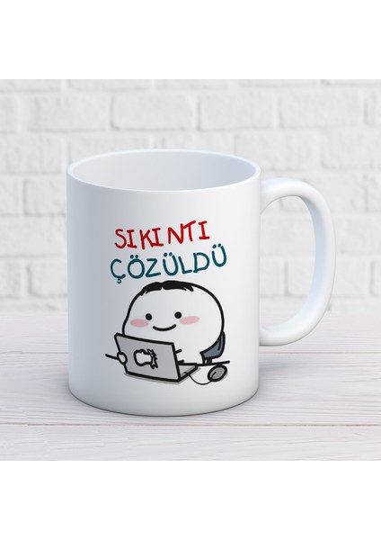 Sıkıntı Çözüldü Iki Tarafı Baskılı Kupa Bardak