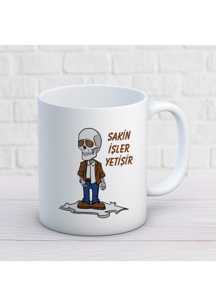 Sakin Işler Yetişir Iki Tarafı Baskılı Kupa Bardak