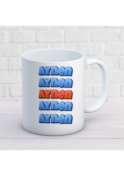 Aynen Aynen Iki Tarafı Baskılı Kupa Bardak