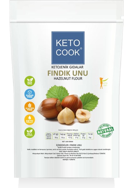 Ketojenik Fındık Unu (HAZELNUT FLOUR) 100 gram