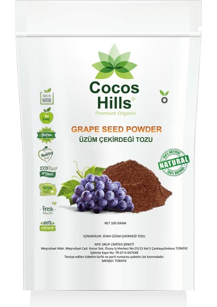 Black Grape Seed Powder Siyah Üzüm Çekirdeği Tozu 100 gram