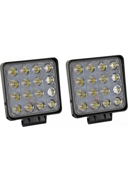 2tt.tas 12/80V Çalışma Lambası, 16 LED 48W Kare, L-1005, 2 Adet
