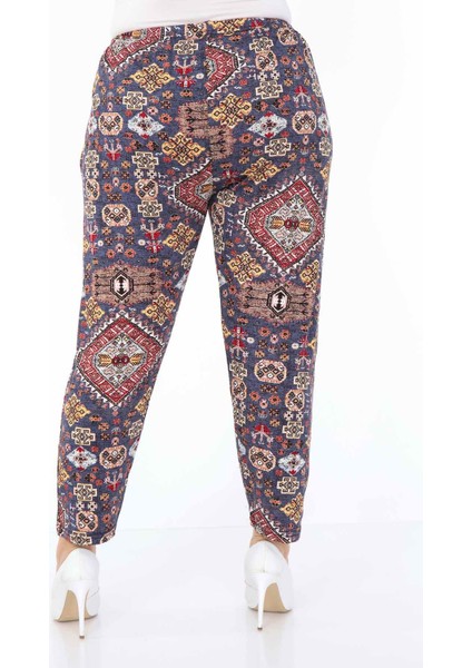 Kilim Desen Esnek Büyük Beden Pantolon 5D-0990