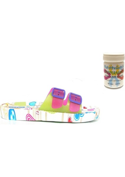 Gzr Kız Çocuk Plaj Ev Banyo Deniz Havuz Günlük Terlik 50ML Nane Ferahlığı Topuk Çatlağı ve Nasır Giderici Krem