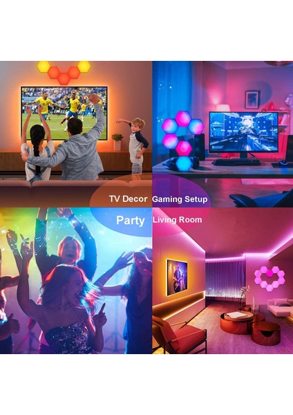 H006 Rf 6'lı Uzaktan Kumandalı ve Ses Sensörlü Altıgen LED Panel - Çok Renkli (Yurt Dışından) modelleri