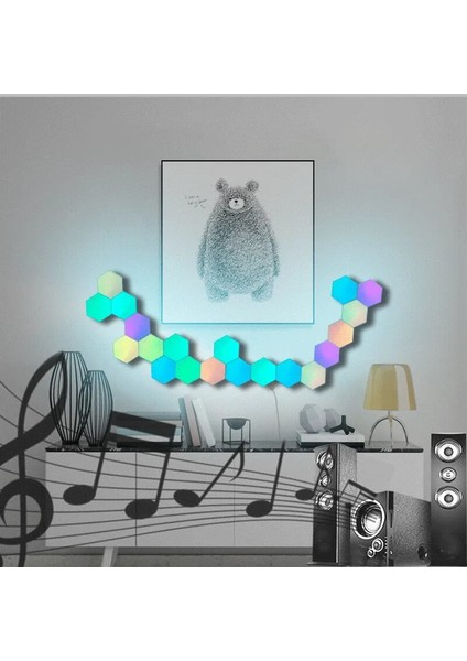 H006 Rf 6'lı Uzaktan Kumandalı ve Ses Sensörlü Altıgen LED Panel - Çok Renkli (Yurt Dışından) fırsatları