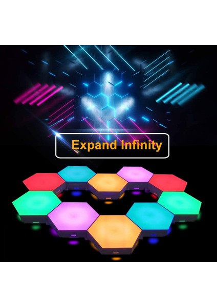H006 Rf 6'lı Uzaktan Kumandalı ve Ses Sensörlü Altıgen LED Panel - Çok Renkli (Yurt Dışından) indirimleri