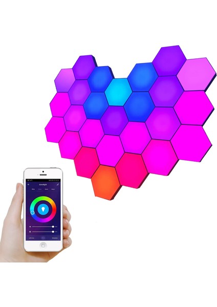 5V Rf 6'lı Uzaktan Kumandalı ve Ses Sensörlü Altıgen LED Panel - Çok Renkli (Yurt Dışından)
