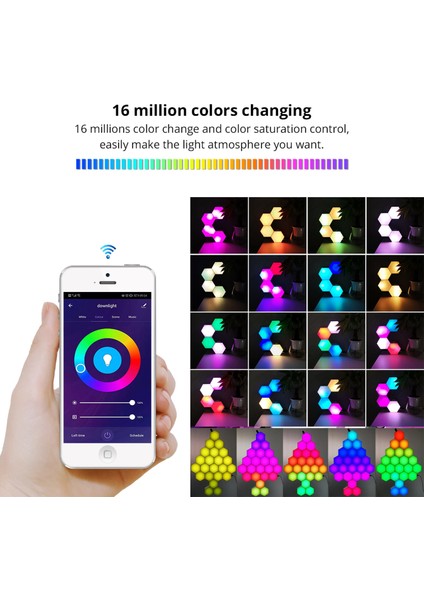 5V Rf 6'lı Uzaktan Kumandalı ve Ses Sensörlü Altıgen LED Panel - Çok Renkli (Yurt Dışından) fırsatları