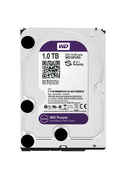 Wd 3.5 Purple 1tb 64MB Sata3 10PURX Pc HDD Harddisk