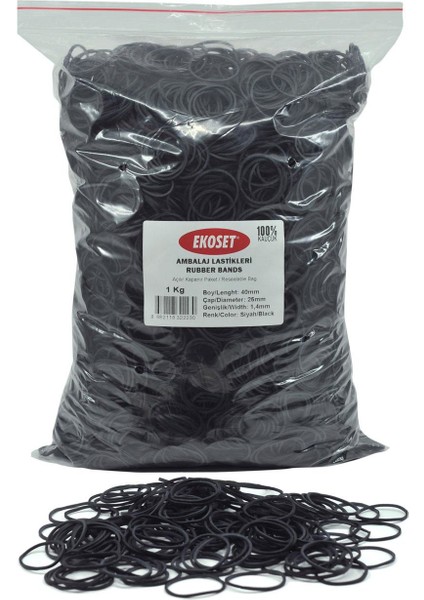 Kauçuk Paket Ambalaj Toka Para Lastiği 40 mm Siyah 1 kg