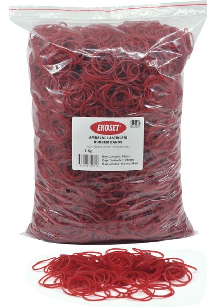 Kauçuk Paket Ambalaj Toka Para Lastiği 40 mm Kırmızı 1 kg