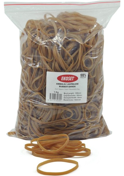 Geniş Kauçuk Paket Ambalaj Kasa Lastiği 100X5 mm 1 kg
