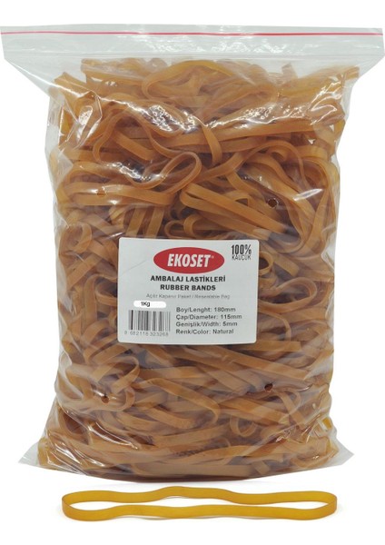 Geniş Kauçuk Paket Ambalaj Kasa Lastiği 180X5 mm 1 kg