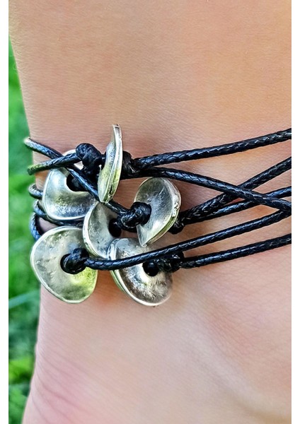 Antik Gümüş Kaplama Ipli Daire Şekilli El Yapımı Kadın Halhal fiyatları